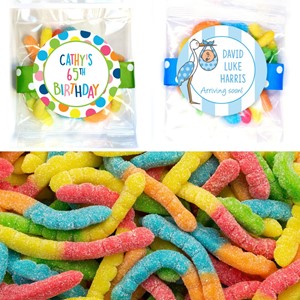Sour Neon Gummy Worms Small Treat Bag - Custom