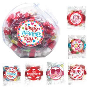 Valentine's Day Small Candy Treat Bags with Display Jar - Qty 42 bags