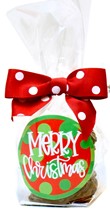 Holiday Chocolate Frosted Sandwich Cookies 3 Stack Cello Bag